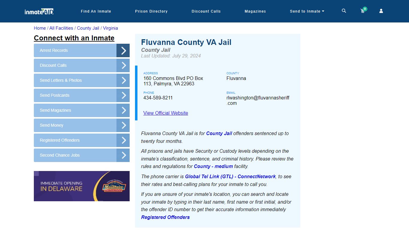 Fluvanna County VA Jail - Inmate Locator